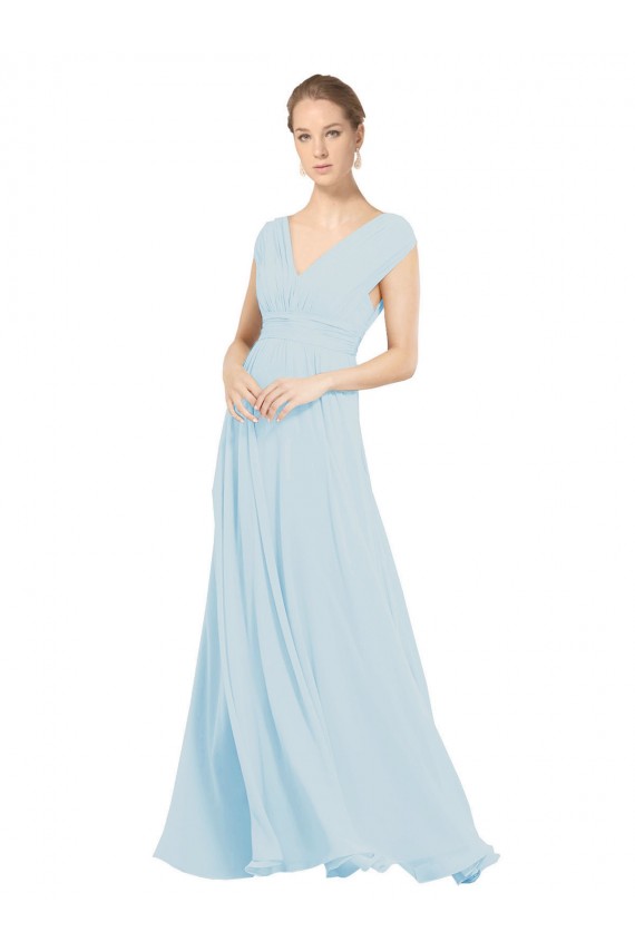 Boutique Trapèze Col V Mousseline Longue Robes demoiselle d'honneur