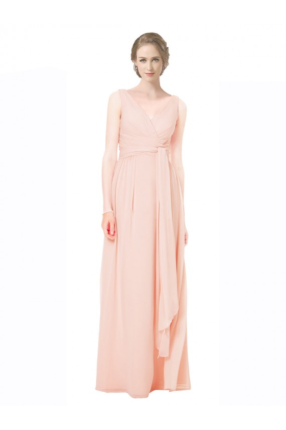 Boutique Trapèze Col V Mousseline Longue Robes demoiselle d'honneur