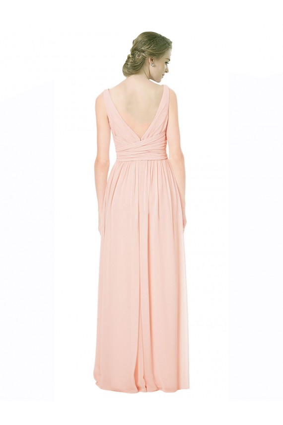Boutique Trapèze Col V Mousseline Longue Robes demoiselle d'honneur