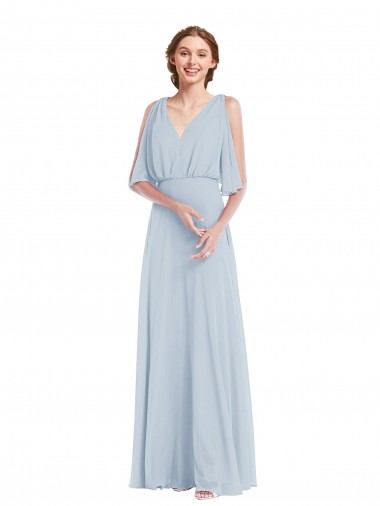 Boutique Trapèze Col V Mousseline Longue Robes demoiselle d'honneur