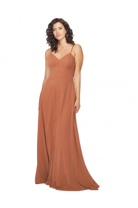 Boutique Trapèze Col V Mousseline Longue Robes demoiselle d'honneur