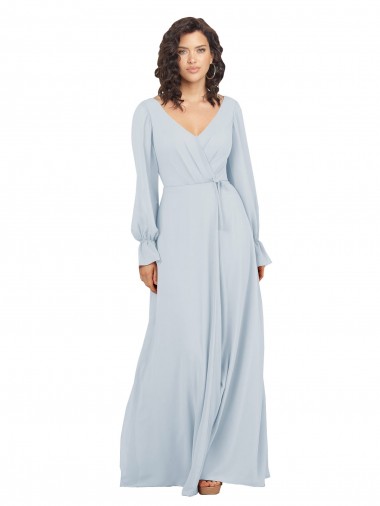 Boutique Trapèze Col V Mousseline Longue Robes demoiselle d'honneur