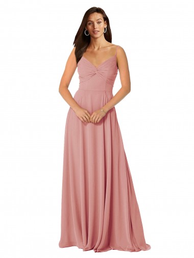 Boutique Trapèze Col V Mousseline Longue Robes demoiselle d'honneur