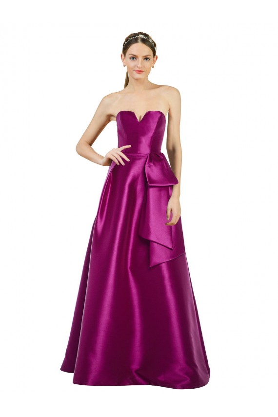 Boutique Trapèze Col V Satiné Longue Robes demoiselle d'honneur / Robes de bal