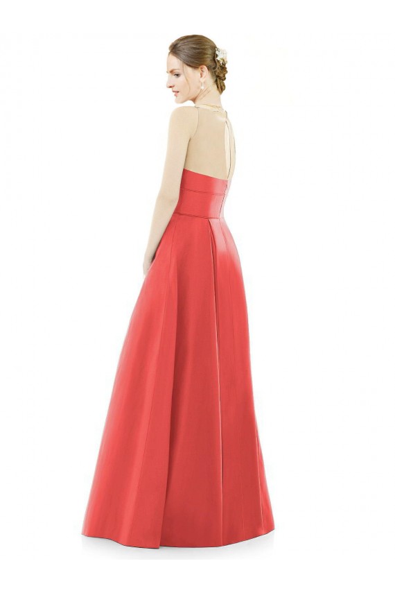 Boutique Trapèze Col bijou Satiné Longue Robes demoiselle d'honneur