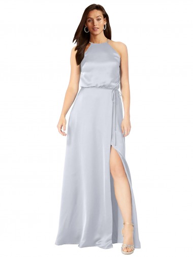 Boutique Trapèze Licou Satiné Soyeux Longue Formelles Robes demoiselle d'honneur / Robes de soirée