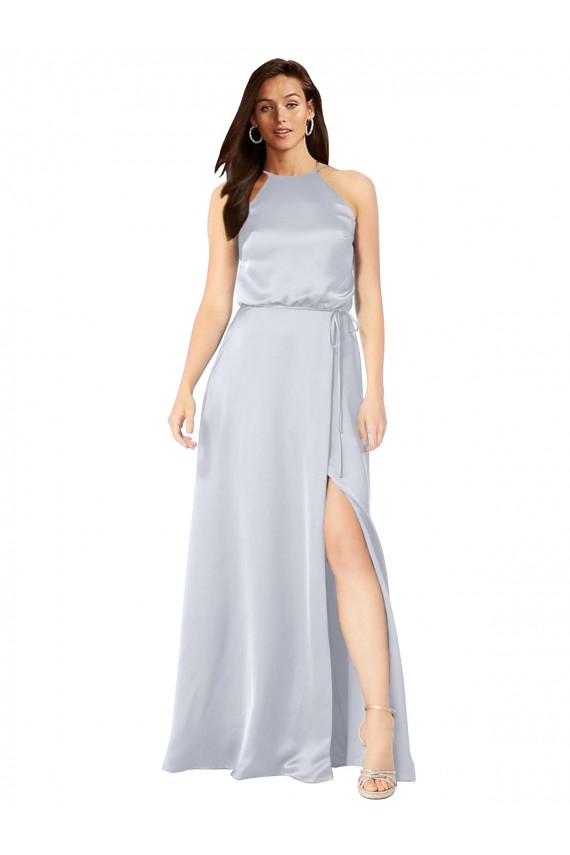 Boutique Trapèze Licou Satiné Soyeux Longue Formelles Robes demoiselle d'honneur / Robes de soirée