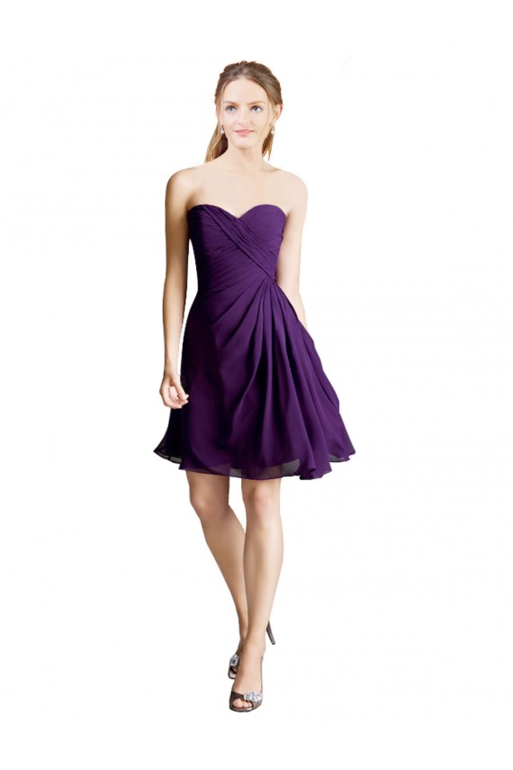 Boutique Trapèze Sans bretelle Mousseline Courte Robes demoiselle d'honneur / Robes de cocktail