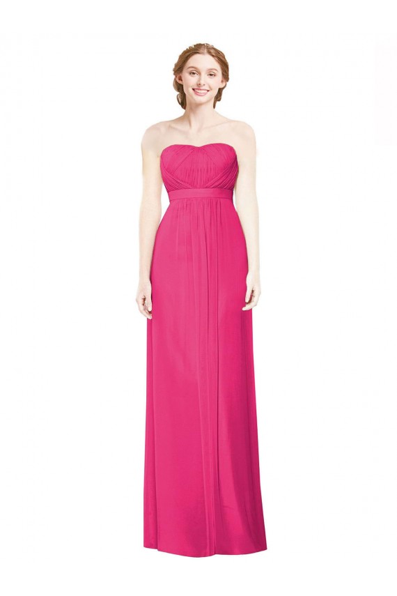 Boutique Trapèze Sans bretelle Mousseline Longue Robes demoiselle d'honneur