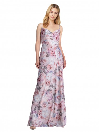 Boutique Trapèze Satiné Stretch Floral Longue Formelles Robes demoiselle d'honneur / Robes de soirée