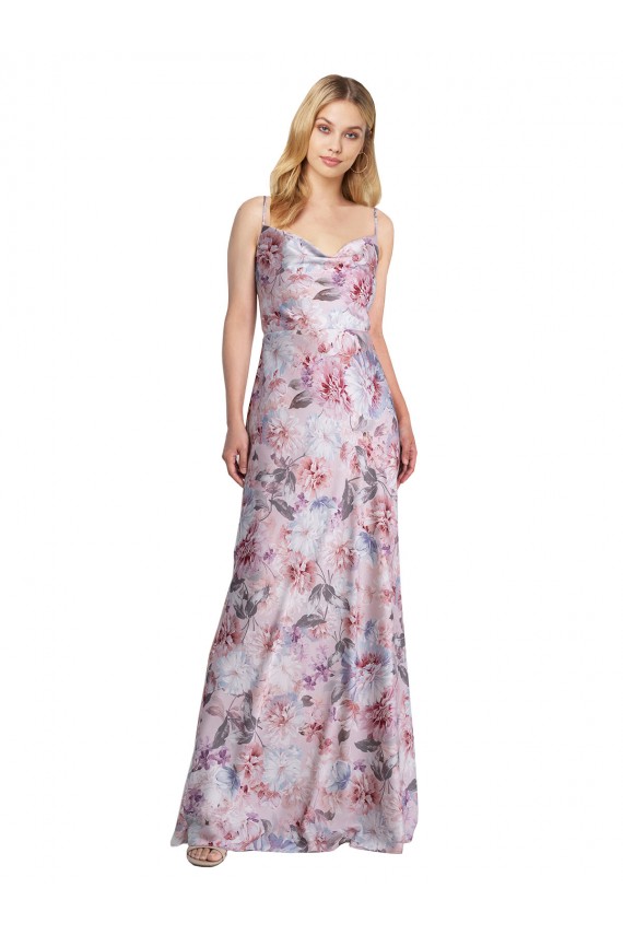 Boutique Trapèze Satiné Stretch Floral Longue Formelles Robes demoiselle d'honneur / Robes de soirée