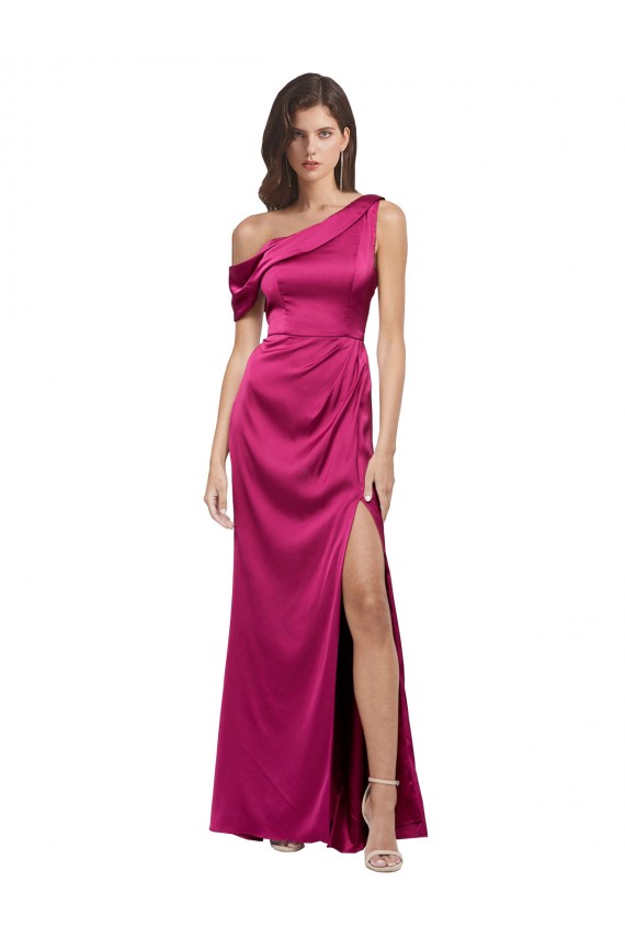Boutique Trapèze Satiné Stretch Longue Formelles Robes demoiselle d'honneur / Robes de soirée / Robes de bal