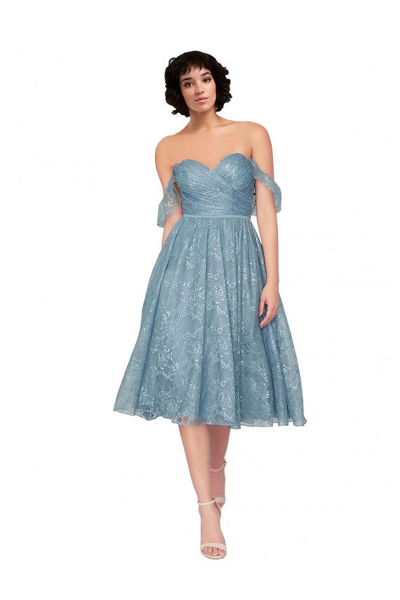 Boutique Trapèze Épaule Dénudée Dentelle Courte Robes demoiselle d'honneur / Robes de cocktail
