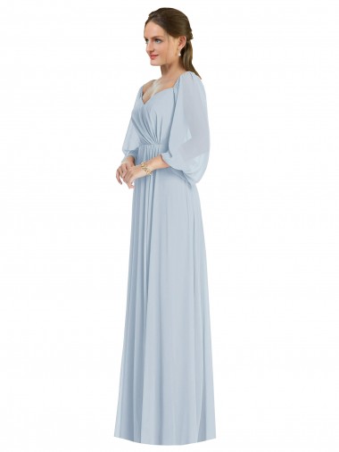 Boutique Trapèze Épaule Dénudée Mousseline Longue Formelles Robes demoiselle d'honneur / Robes de soirée