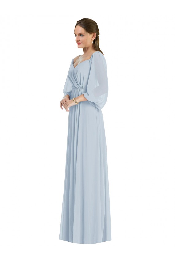 Boutique Trapèze Épaule Dénudée Mousseline Longue Formelles Robes demoiselle d'honneur / Robes de soirée