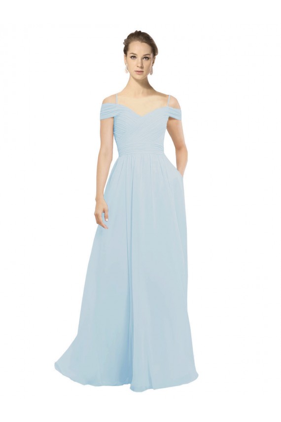 Boutique Trapèze Épaule Dénudée Mousseline Longue Robes demoiselle d'honneur