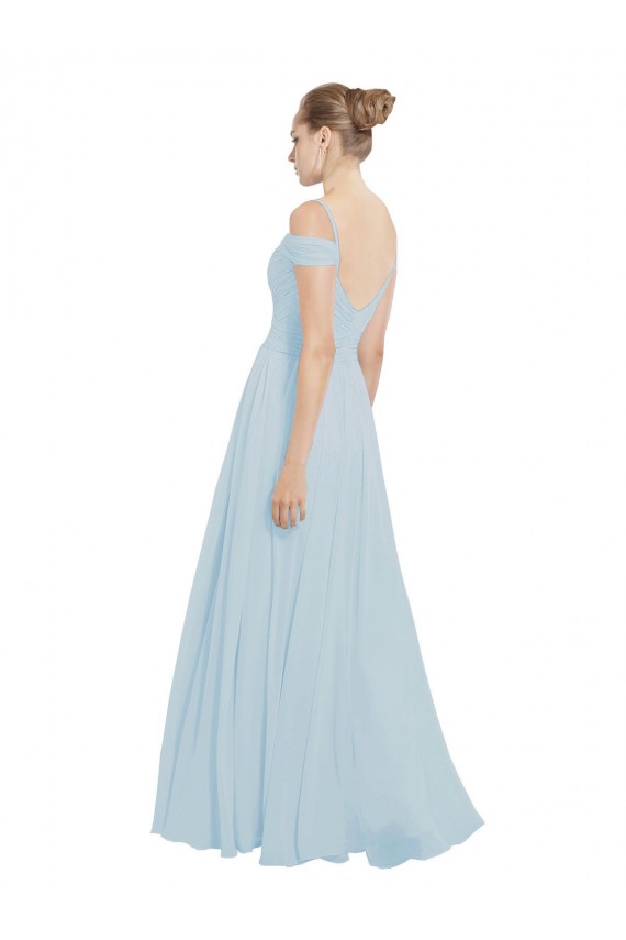 Boutique Trapèze Épaule Dénudée Mousseline Longue Robes demoiselle d'honneur