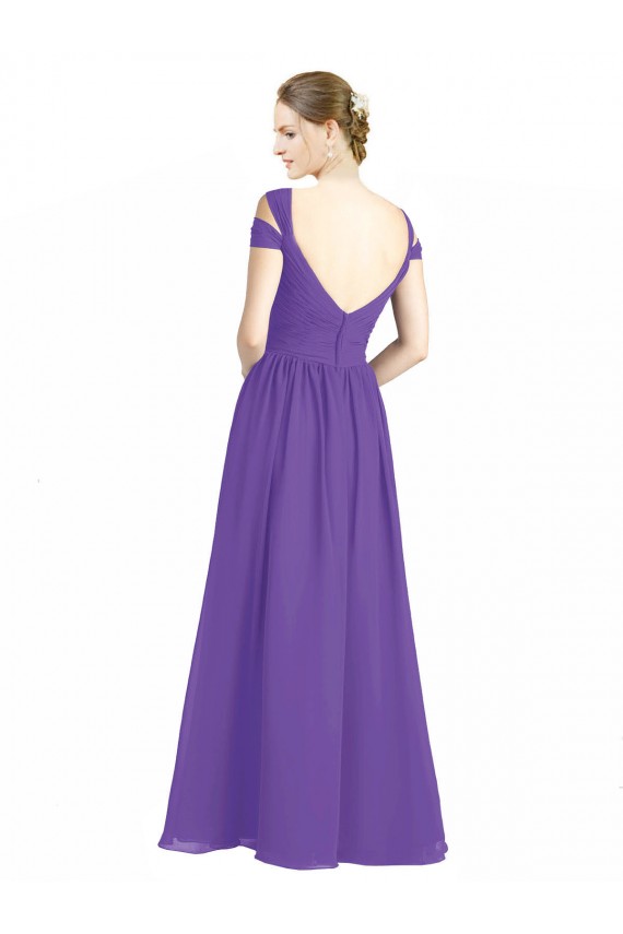 Boutique Trapèze Épaule Dénudée Mousseline Longue Robes demoiselle d'honneur