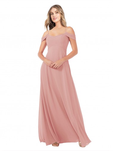 Boutique Trapèze Épaule Dénudée Mousseline Longue Robes demoiselle d'honneur