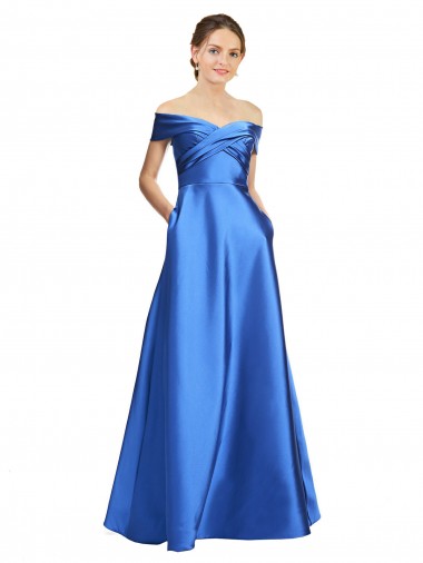 Boutique Trapèze Épaule Dénudée Satiné Longue Formelles Robes demoiselle d'honneur / Robes de soirée / Robes de bal