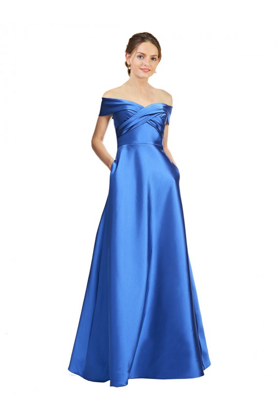 Boutique Trapèze Épaule Dénudée Satiné Longue Formelles Robes demoiselle d'honneur / Robes de soirée / Robes de bal