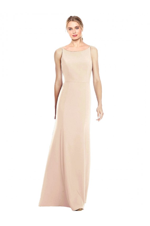 Boutique Trompette Bateau Crêpe Stretch Longue Robes demoiselle d'honneur / Robes de bal