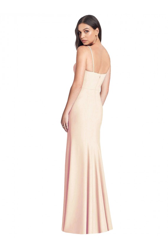 Boutique Trompette Bretelles spaghetti Crêpe Stretch Longue Robes demoiselle d'honneur / Robes de bal