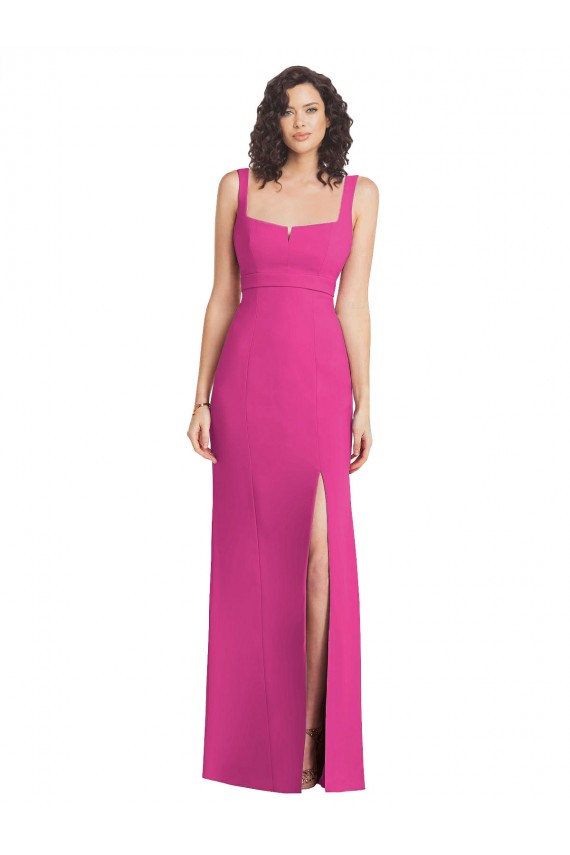 Boutique Trompette Col Carré Crêpe Stretch Longue Robes demoiselle d'honneur / Robes de bal