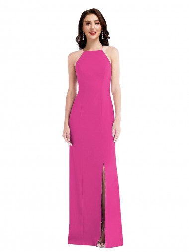 Boutique Trompette Licou Col Haut Crêpe Stretch Longue Formelles Robes demoiselle d'honneur / Robes de soirée / Robes de bal