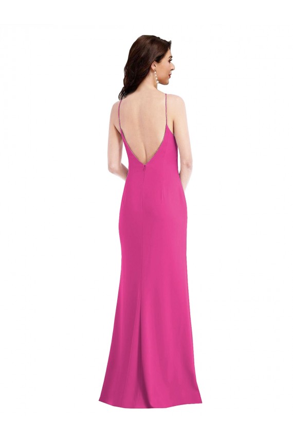 Boutique Trompette Licou Col Haut Crêpe Stretch Longue Formelles Robes demoiselle d'honneur / Robes de soirée / Robes de bal