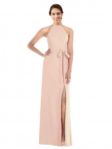Boutique Trompette Licou Crêpe Stretch Longue Formelles Robes demoiselle d'honneur / Robes de soirée / Robes de bal