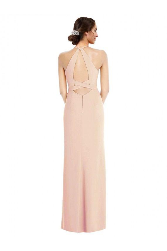 Boutique Trompette Licou Crêpe Stretch Longue Formelles Robes demoiselle d'honneur / Robes de soirée / Robes de bal
