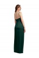 Boutique Vert Chasseur Colonne Bretelles spaghetti Col Carré Satiné Stretch Longue Formelles Robes demoiselle d'honneur / Robes de soirée / Robes de bal