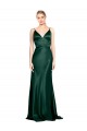 Boutique Vert Chasseur Fourreau Bretelles spaghetti Col V Satiné Stretch Longue Formelles Robes demoiselle d'honneur / Robes de soirée / Robes de bal