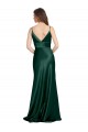 Boutique Vert Chasseur Fourreau Bretelles spaghetti Col V Satiné Stretch Longue Formelles Robes demoiselle d'honneur / Robes de soirée / Robes de bal