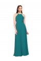 Boutique Vert Chasseur Fourreau Col Haut Mousseline Longue Robes demoiselle d'honneur