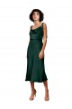 Boutique Vert Chasseur Fourreau midi Satiné Stretch Courte Robes demoiselle d'honneur / Robes de soirée / Robes de cocktail