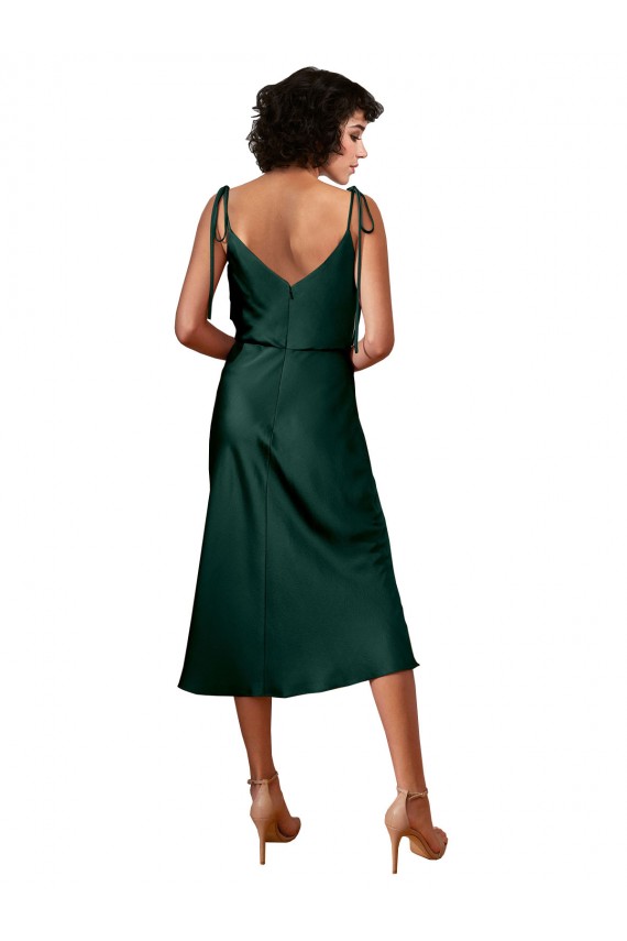 Boutique Vert Chasseur Fourreau midi Satiné Stretch Courte Robes demoiselle d'honneur / Robes de soirée / Robes de cocktail