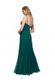 Boutique Vert Chasseur Trapèze Bretelles spaghetti Col Carré Mousseline Longue Robes demoiselle d'honneur