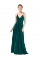 Boutique Vert Chasseur Trapèze Col V Mousseline Longue Robes demoiselle d'honneur