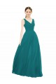 Boutique Vert Chasseur Trapèze Col V Mousseline Longue Robes demoiselle d'honneur