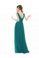 Boutique Vert Chasseur Trapèze Col V Mousseline Longue Robes demoiselle d'honneur