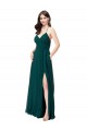 Boutique Vert Chasseur Trapèze Col V Mousseline Longue Robes demoiselle d'honneur