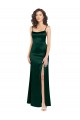 Boutique Vert Chasseur Trapèze Scoop Satiné Stretch Longue Formelles Robes demoiselle d'honneur / Robes de soirée / Robes de bal