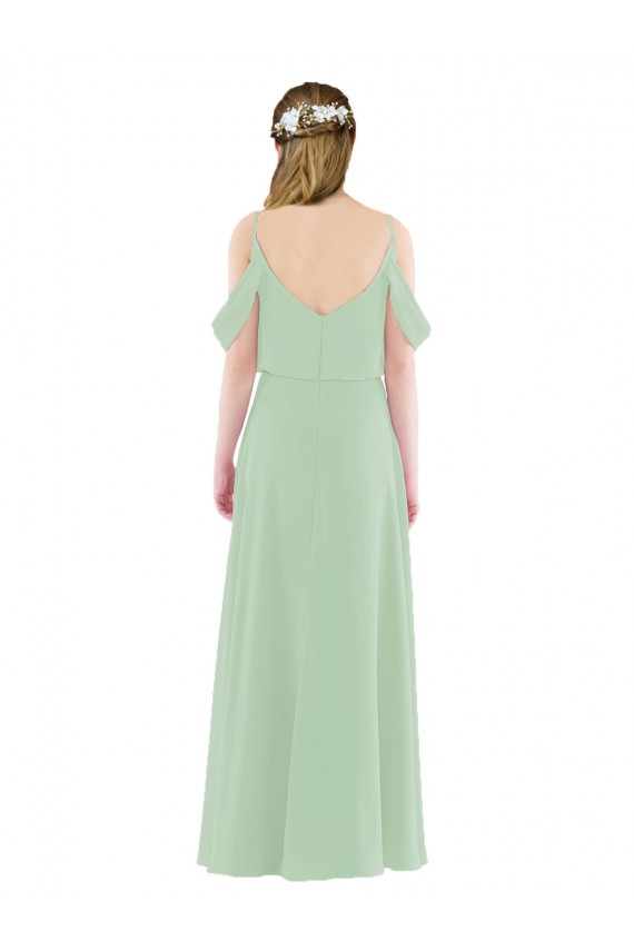 Boutique Vert Sauge Fourreau Épaule Dénudée Mousseline Longue Robes demoiselle d'honneur