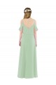 Boutique Vert Sauge Fourreau Épaule Dénudée Mousseline Longue Robes demoiselle d'honneur