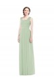 Boutique Vert Sauge Trapèze Bretelles spaghetti Mousseline Longue Robes demoiselle d'honneur