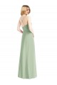 Boutique Vert Sauge Trapèze Bretelles spaghetti Mousseline Longue Robes demoiselle d'honneur