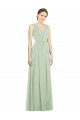 Boutique Vert Sauge Trapèze Col V Mousseline Longue Robes demoiselle d'honneur