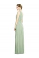 Boutique Vert Sauge Trapèze Col V Mousseline Longue Robes demoiselle d'honneur